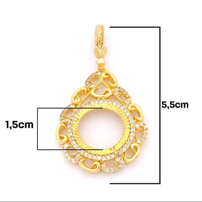 Çeyrek Altın Çerçeveli Kolye Ucu Altın Kaplama TGR-693