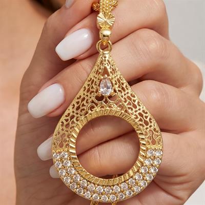 Çeyrek Altın Çerçeveli Kolye Ucu Altın Kaplama TGR-704