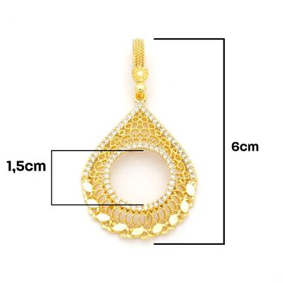 Çeyrek Altın Çerçeveli Kolye Ucu Altın Kaplama TGR-681