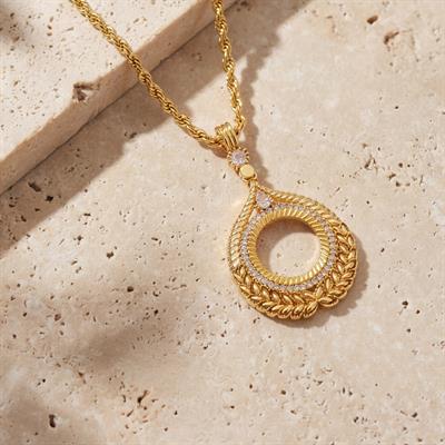 Çeyrek Altın Çerçeveli Kolye Ucu Altın Kaplama TGR-686