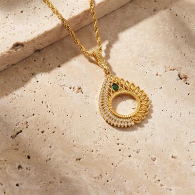 Çeyrek Altın Çerçeveli Kolye Ucu Altın Kaplama-TGR-687