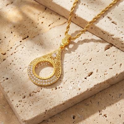 Çeyrek Altın Çerçeveli Kolye Ucu Altın Kaplama TGR-703