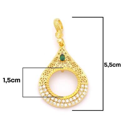 Çeyrek Altın Çerçeveli Kolye Ucu Altın Kaplama TGR-683