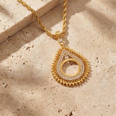 Çeyrek Altın Çerçeveli Kolye Ucu Altın Kaplama TGR-696