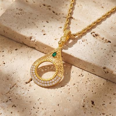 Çeyrek Altın Çerçeveli Kolye Ucu Altın Kaplama TGR-683