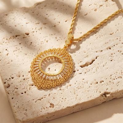 Çeyrek Altın Çerçeveli Kolye Ucu Altın Kaplama TGR-672