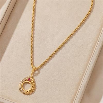 Çeyrek Altın Çerçeveli Kolye Ucu Altın Kaplama TGR-682