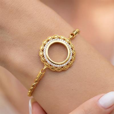 Çeyrekli Çerçeve Bileklik Altın Kaplama Burgu Model Kelepçe BLK-684