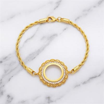 Çeyrekli Çerçeve Bileklik Altın Kaplama Burgu Model Kelepçe BLK-684