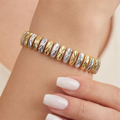 Çift Renkli Geniş Lazer Kesim Model Kadın Bileklik BLK-1026