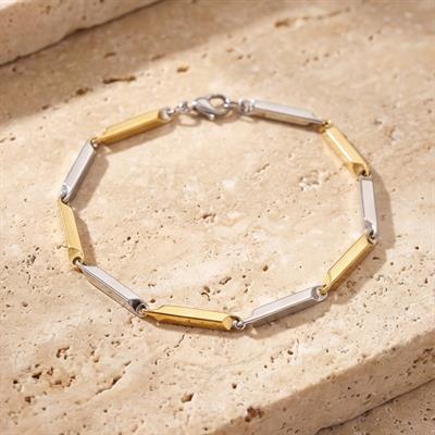 Çift Renkli Küp Model Çelik Erkek Bilekliği EBLK-505