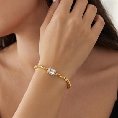 Dorika Bileklik 22 Ayar Altın Kaplama Baget Taşlı BLK-388