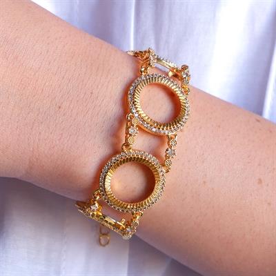 Dört Çeyrekli Çerçeve Bileklik Çelik Altın Kaplama BLK-1090