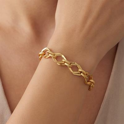 FerizZ Altın Kaplama Samanyolu Tasarım Üçgen Geçişli Şık Kadın Bileklik BLK-489