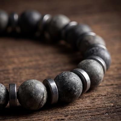 Gri Jasper Doğal Taş Erkek Bilekliği EBLK-485