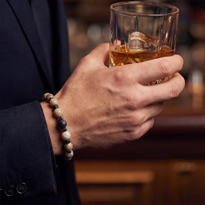 Hematit Ve Labradorit Doğal Taş Erkek Bileklik EBLK-488