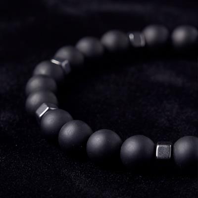 Hematit ve Oniks Doğal Taş Erkek Bileklik EBLK-476