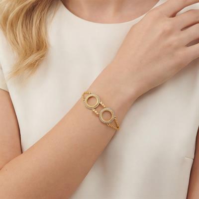 İki Çeyrekli Çerçeve Bileklik Çelik Altın Kaplama BLK-1072