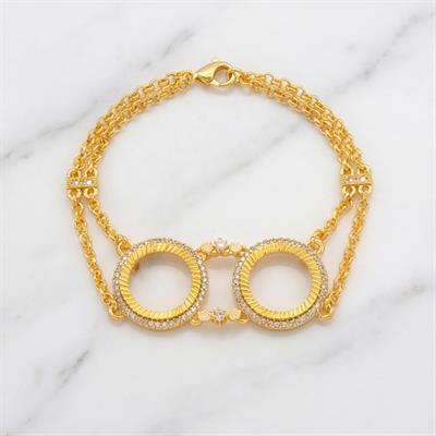 İki Çeyrekli Çerçeve Bileklik Çelik Altın Kaplama BLK-1072