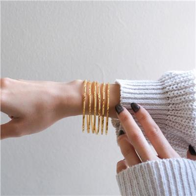 İmitasyon Ajda Bilezik Desenli Model Altın Kaplama  - 6 Adet 