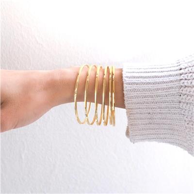 İmitasyon Ajda Bilezik Düz Model Altın Kaplama - 6 adet 