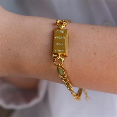 İmitasyon Altın Kaplama Çizgili Figaro Desenli Külçe Bileklik BLK-1151