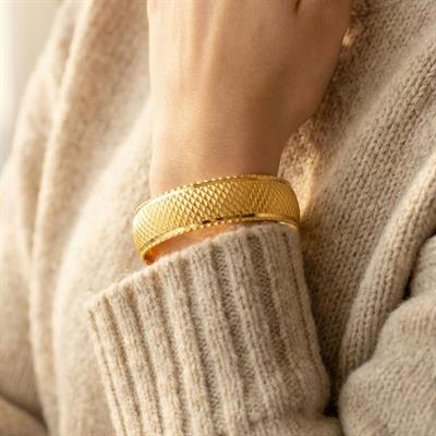 İmitasyon Bilezik Altın Kaplama 1.5 cm Noktalı Model BLZ-3087