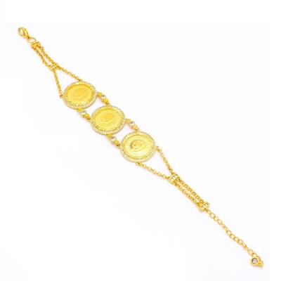 İmitasyon Çeyrekli Bileklik 3 Çeyrekli Zirkon Taşlı BLK-154