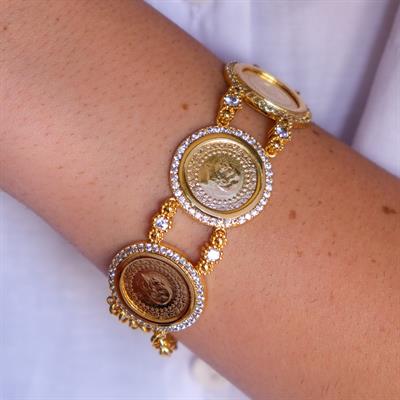 İmitasyon Çeyrekli Bileklik 3 Çeyrekli Zirkon Taşlı BLK-154