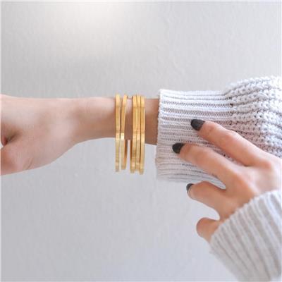 İmitasyon Kibrit Çöpü Altın Kaplama Bilezik Çelik  - 5 Adet 