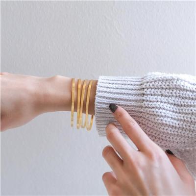 İmitasyon Kibrit Çöpü Altın Kaplama Bilezik Çelik - 4 Adet 