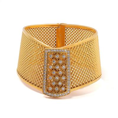 İmitasyon Trabzon Hasırı Altın Kaplama Zirkon Taşlı Kelepçe BLZ-202