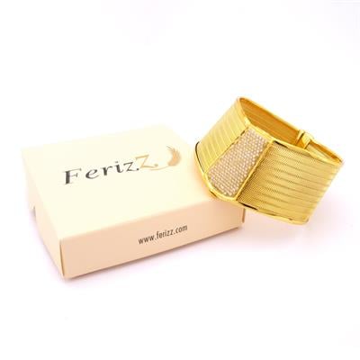 İmitasyon Trabzon Hasırı Altın Kaplama Zirkon Taşlı Kelepçe BLZ-656