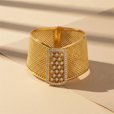 İmitasyon Trabzon Hasırı Altın Kaplama Zirkon Taşlı Kelepçe BLZ-202