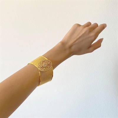 İmitasyon Trabzon Hasırı Altın Kaplama Zirkon Taşlı Kelepçe BLZ-146