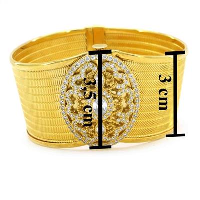 İmitasyon Trabzon Hasırı Altın Kaplama Zirkon Taşlı Kelepçe BLZ-146