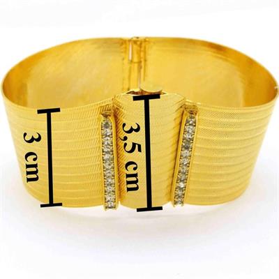 İmitasyon Trabzon Hasırı Altın Kaplama Zirkon Taşlı Kelepçe BLZ-157