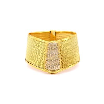 İmitasyon Trabzon Hasırı Altın Kaplama Zirkon Taşlı Kelepçe BLZ-656