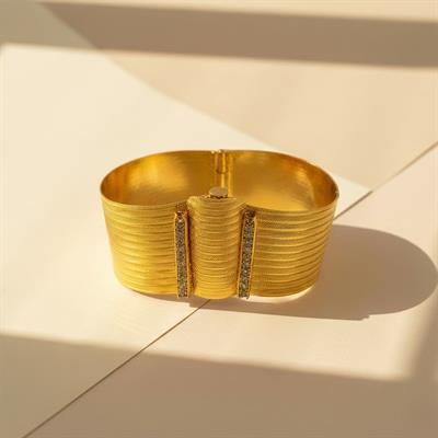 İmitasyon Trabzon Hasırı Altın Kaplama Zirkon Taşlı Kelepçe BLZ-157