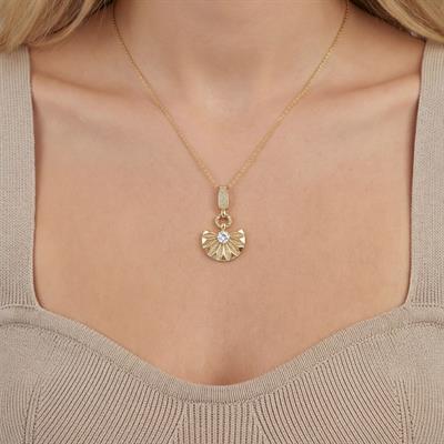 Paslanmaz Çelik Kadın Kolye, Altın Kaplama Yelpaze Kolye K-129