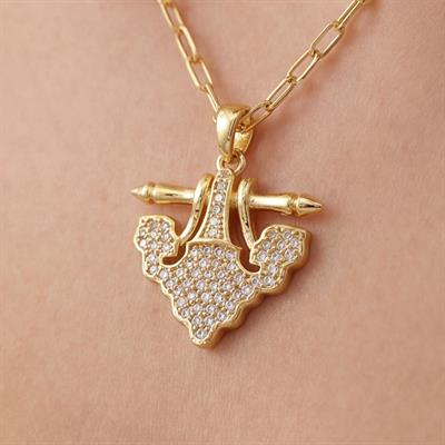 Paslanmaz Çelik Kadın Kolye, Altın Kaplama Işıltılı Kolye K-128