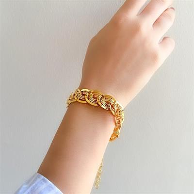 Samanyolu Bileklik 22 Ayar Altın Kaplama Lazerli BLK-997