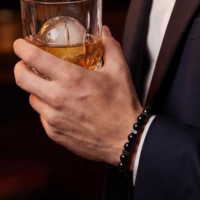 Siyah Oniks Doğal Taş Erkek Bileklik EBLK-393