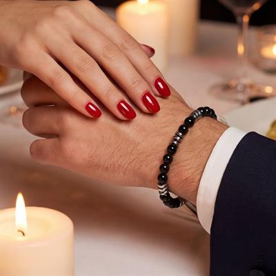 Siyah Oniks Doğal Taş Erkek Bileklik EBLK-396