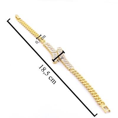 Su Yolu Bileklik Çelik Altın Kaplama Baget Taşlı Zincir Model BLK-1041