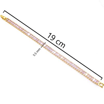 Su Yolu Bileklik Çelik Altın Kaplama Pembe Taşlı BLK-948