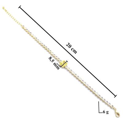 Su Yolu Bileklik Çelik Altın Kaplama Sarı Baget Taşlı BLK-885