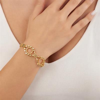 Üç Çeyrekli Çerçeve Bileklik Çelik Altın Kaplama BLK-1111