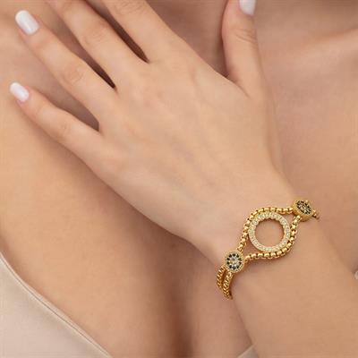 Üç Çeyrekli Çerçeve Bileklik Çelik Altın Kaplama BLK-1088