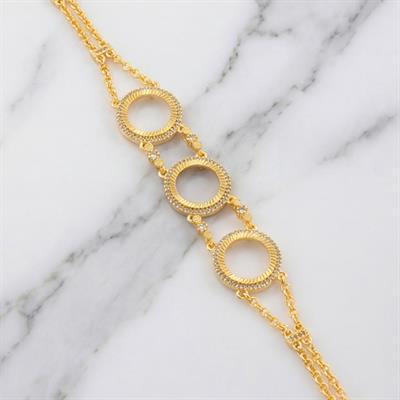 Üç Çeyrekli Çerçeve Bileklik Çelik Altın Kaplama BLK-1098